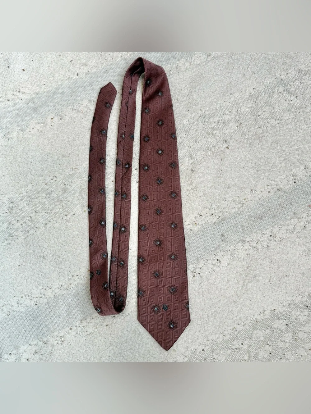 Christian Dior tie maroon, blue, red and white silk blend neck tie